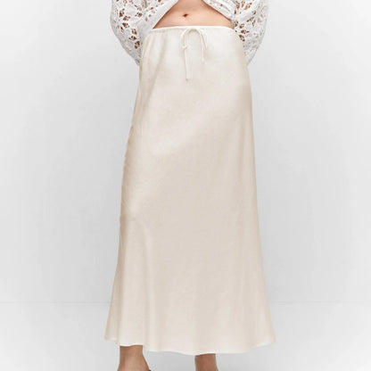 Women'S Solid Color Satin Long Dress High Waist Drawstring Dress Maternity Skirts Reflective Dress Trailing Dress Ropa De Mujer