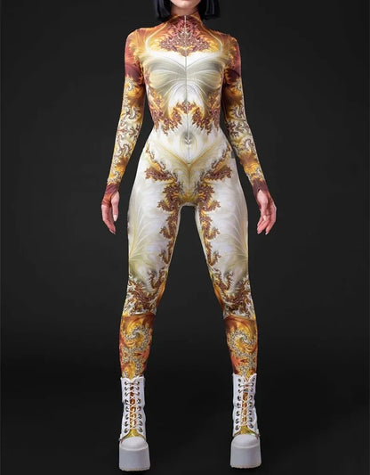 Cosplay Costume Female Woman Sexy Suit Color Element Blue Muscle Halloween Bodysuit Adults High-waisted Sports Jumpsuit