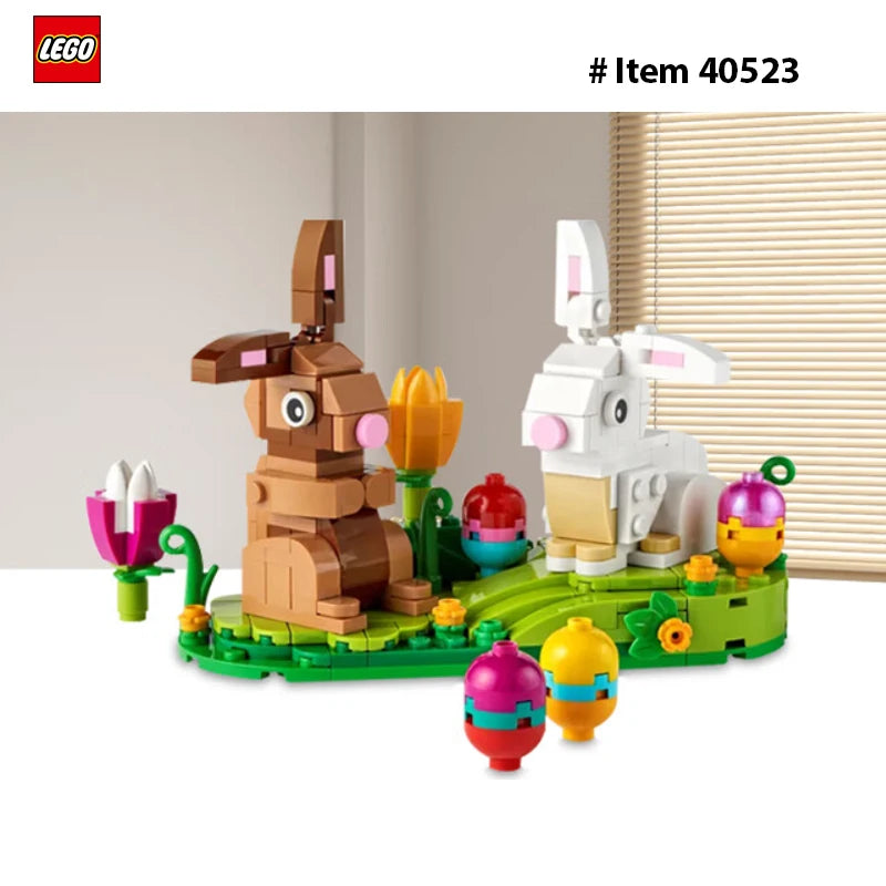 LEGO  40523 Easter Rabbits Display Building Toy Set, Includes Colorful Easter Eggs and Tulips, Easter Decorations