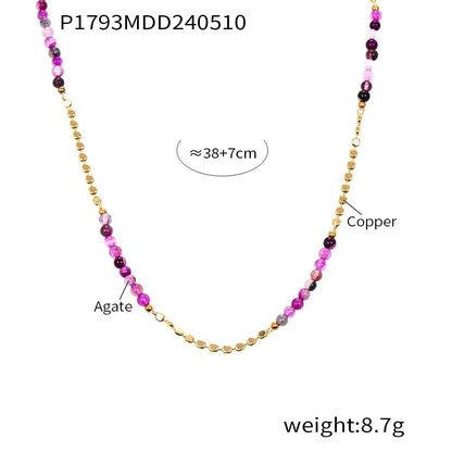 Gorgeous Purple Beaded Necklace for women Copper Nature Agate Chain Charm Jewelry Wholesale