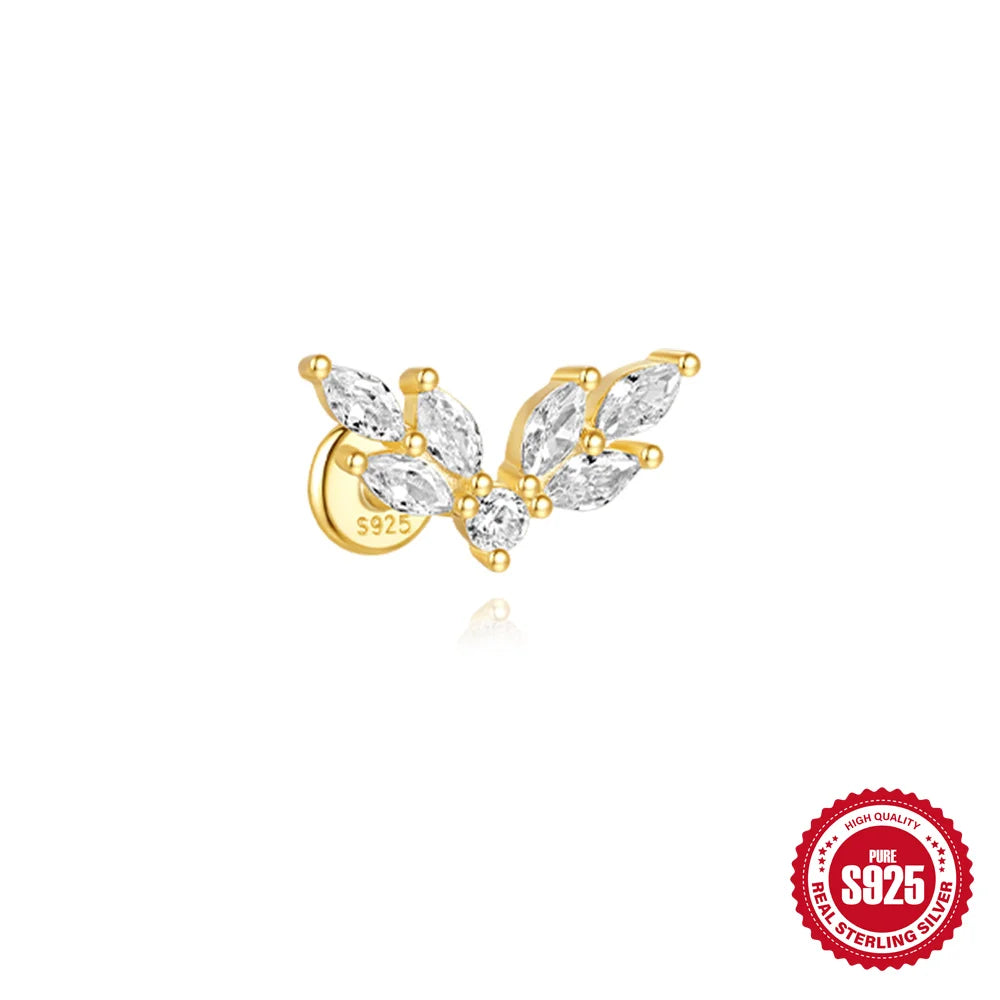 CANNER Pendientes Plata 925 Piercing Stud Earrings For Women Cubic Zirconia 925 Sterling Silver Cartilage Earring Jewerly 1pcs