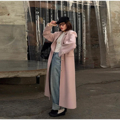Single Breasted Women 's Winter Jacket Elegant Laple Pockets Thicken Full Sleeve Coats Female 2025 Autumn Winter Woman clothes