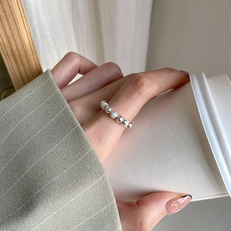 New Fidget Beads Rings for Women Men Rotate Freely Anti-stress Anxiety Ring Worry Stress Relief Jewelry Adjustable Stacking Ring