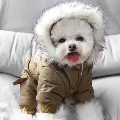 Winter Pet Dog Clothes Warm Dog Hooded Jacket Thicken Coat Jumpsuit for Small Dogs Pet Clothing For French Bulldog Puppy Outfits