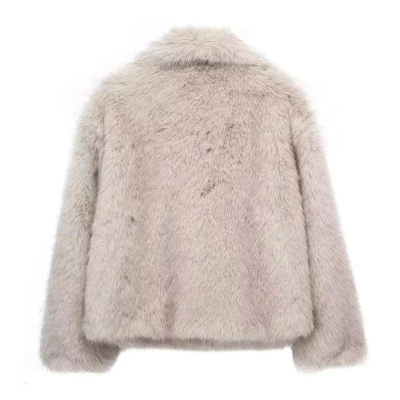 MUJER Faux Fur Coat Plush Fluffy Women's Jacket 2025 Woman Autumn Winter New in Outerwears White Red Gray Black Blends Coats