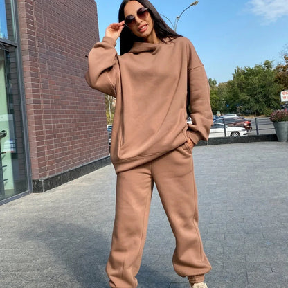 autumn tracksuit outfit set Women Two Piece Set hoodies Hooked Leisure Wide Leg Long Pants Sets Slim Fit Office Ladies Autumn