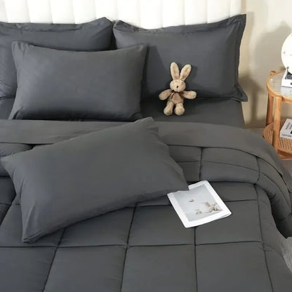 DOWNCOOL 7Pcs Comforter Sets, Multi-color Bedding Sets , All Season Down Alternative Bedding Comforter Sets