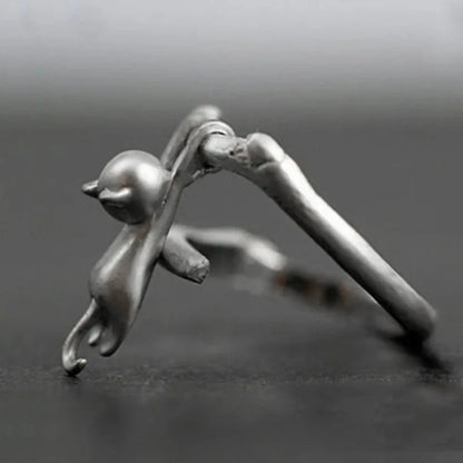 925 Sterling Silver Cat Branch Adjustable Rings For Women Wedding High Quality Jewelry Accessories Jewellery Argent 925