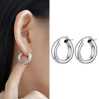 Original 925 Sterling Silver Hoop Earrings For Women Love Heart Round Vintage Earring Jewelry Party Christmas Gift