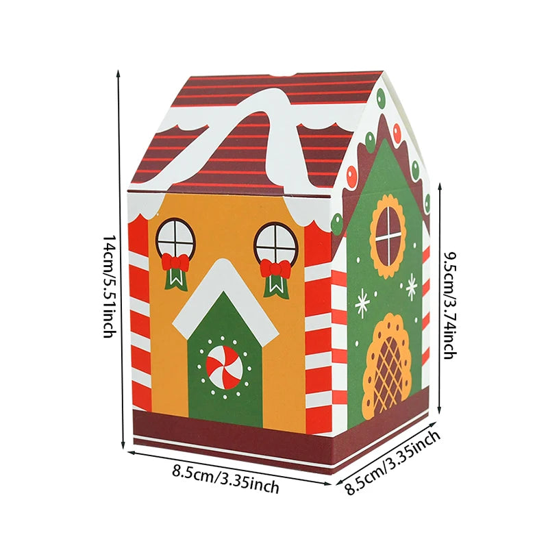 4pcs Christmas House Shape Candy Box Cartoon Merry Christmas Gift Packaging Chocolate Box Navidad 2025 New Year Party Kids Gifts
