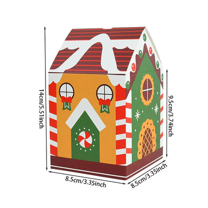 4pcs Christmas House Shape Candy Box Cartoon Merry Christmas Gift Packaging Chocolate Box Navidad 2025 New Year Party Kids Gifts