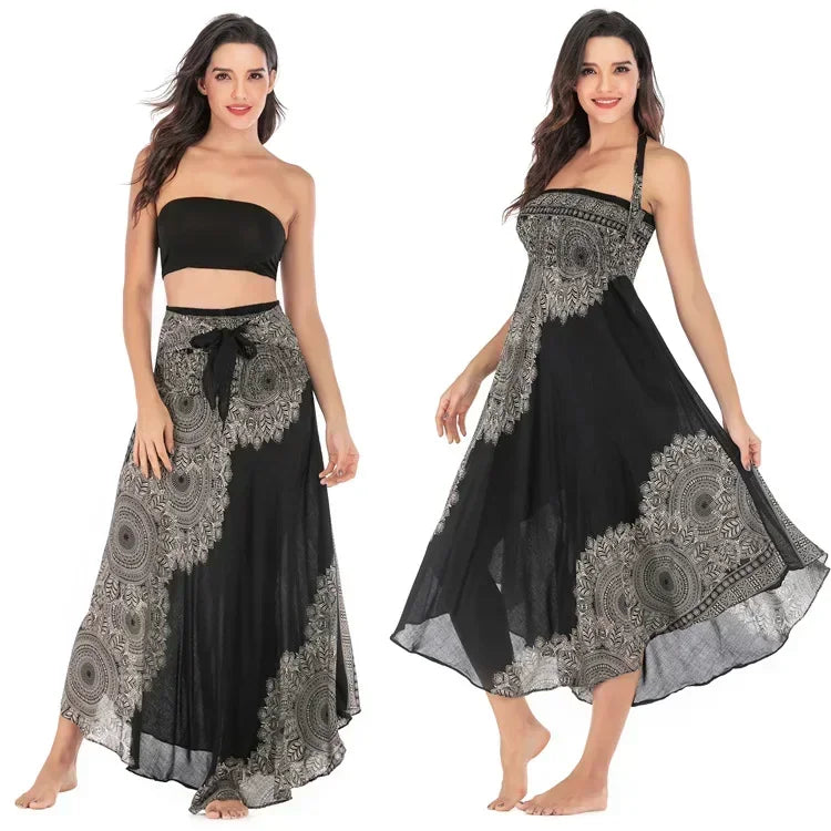 Sexy Summer Long Boho Bottom Women Skirt Vintage Casual Ropa Mujer Faldas Loose Fashion y2k Maxi Skirts Woman Clothing Saia Jupe