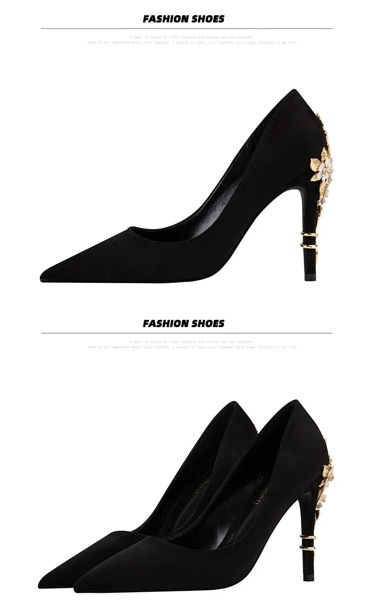 EtherealBe Elegant Blue Flower Embellished Women's Heels