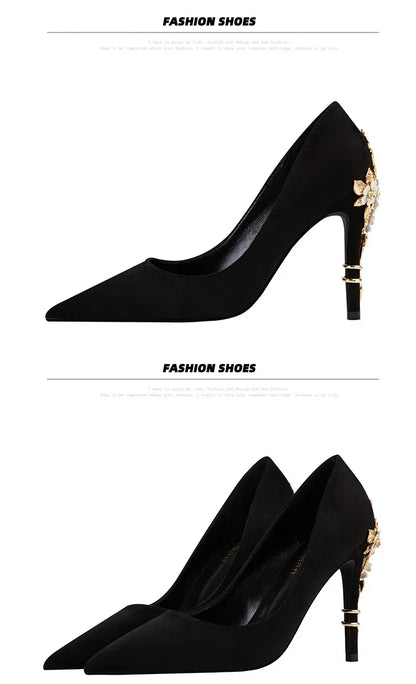 EtherealBe Elegant Blue Flower Embellished Women's Heels