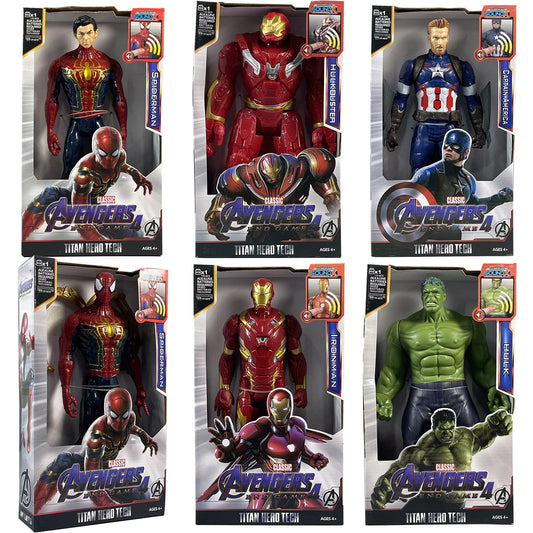 2025 Marvel Spiderman Hulk Ironman Anime Action Figure Toy Christmas Gift Pvc Movable Joints Luminous Doll Collection Model Toy