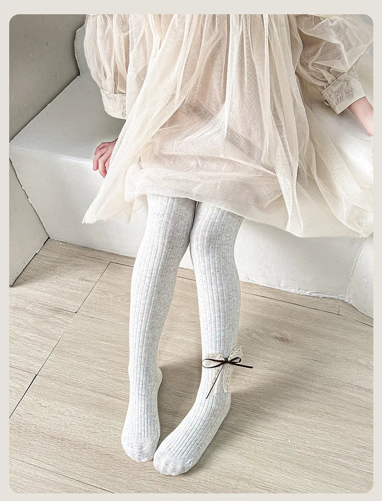Children Cotton Tights Girls Cute Princess Bowknot Pantyhose Kids Stocking Baby Girls One-Piece Pantyhose Infant Knitted Tights
