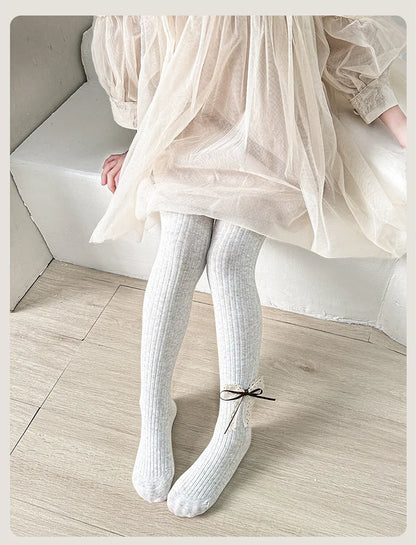 Children Cotton Tights Girls Cute Princess Bowknot Pantyhose Kids Stocking Baby Girls One-Piece Pantyhose Infant Knitted Tights