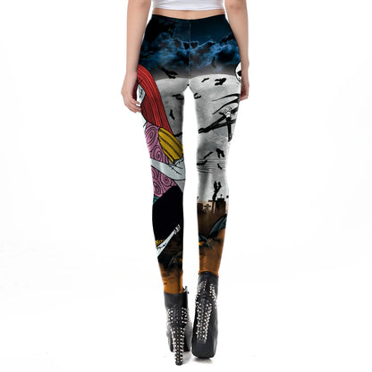 Zawaland New Female Pants Christmas Halloween High Waist 3D Printed Legging Workout Tight slim Elastic Leggings for Women