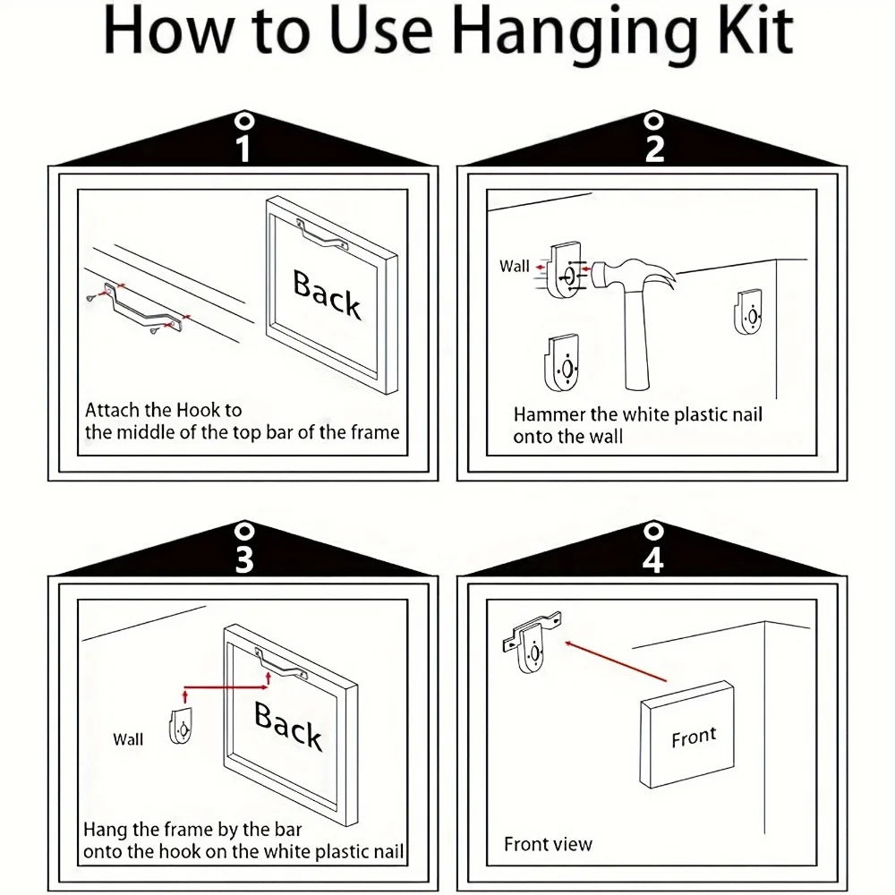Instructions for using hanging kit for retro Halloween wall art frame display