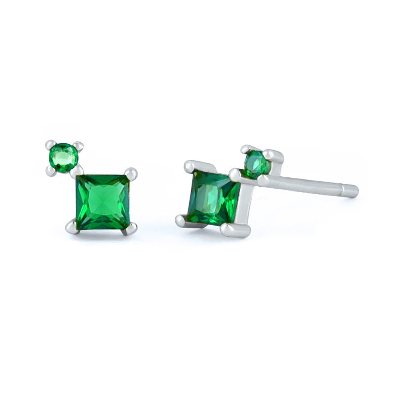 925 Sterling Silver Needle Small Geometry Triangle Crystal Stud Earring for Woman Lovers' Couples Bling Simple Piercing Earrings