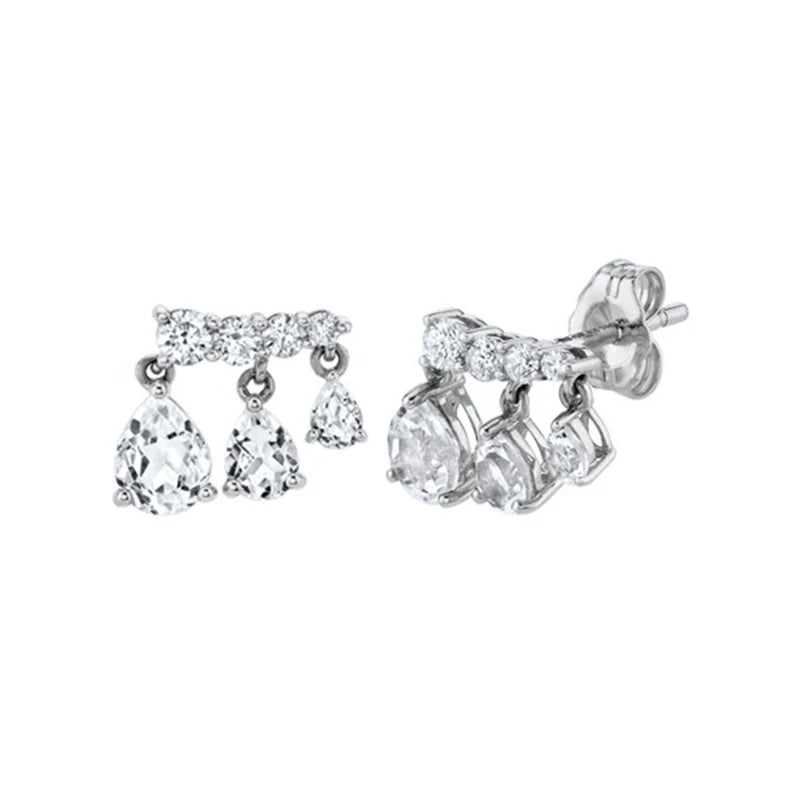 925 Sterling Silver Ear Needle Geometric Zircon Metal Earrings for women Shiny Crystal Luxury Small Stud Fashion Wedding Jewelry