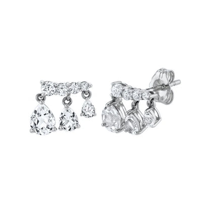 925 Sterling Silver Ear Needle Geometric Zircon Metal Earrings for women Shiny Crystal Luxury Small Stud Fashion Wedding Jewelry