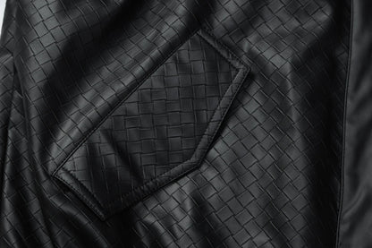 Dulzura 2025 Autumn Fashion Casual Turn-Down Collar Long Sleeve Zipper Slim Woven Leather Jacket Party Club Street Style Clothes