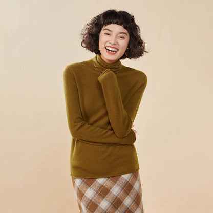 New Women's Cashmere Sweater 100% Pure Cashmere Knitted High Collar Hoodie Hot Selling Soft Solid Color Women's Top