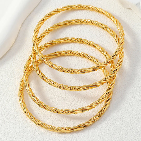 4 pieces/set Middle East Saudi Fried Dough Twists copper thin ring multilayer women's bracelet