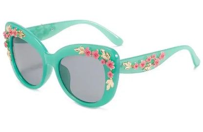 Retro Cat Eyes Sunglasses  Flower Cat Eyes Sunglasses UV400 Butterfly Eyes Broken Plastic Gradient Men's and Women's Sunglasses