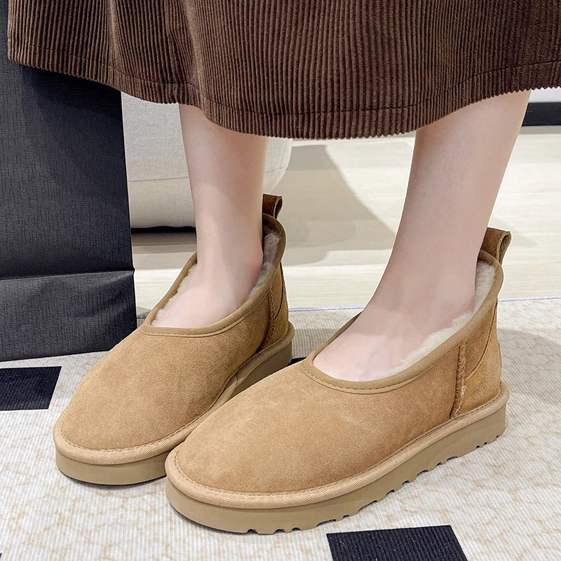 2025 Women Winter Ultra Mini Boot Designer Australian Platform Boots for Leather Warm Ankle Fur Booties Luxury Boots round toe