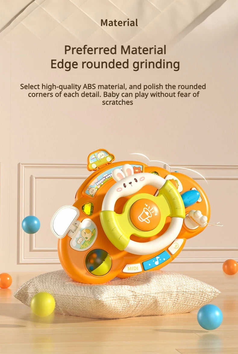 Baby Toy Electric Children's Steering Wheel Simulated Driving Car Steering Wheel LED Vocal Educate Toys Halloween Christmas Gift