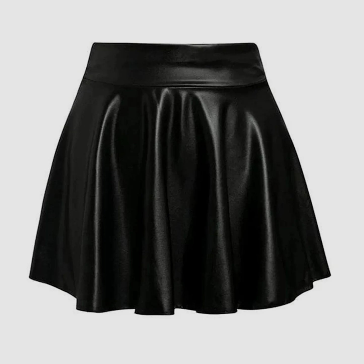 Spring Summer Fashion High Waist Metallic Leather Pleated Mini Skirt Carnival Outfit Sexy Night Club Party Skirts for Women