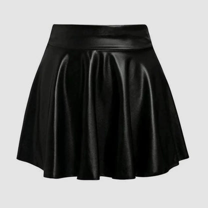 Spring Summer Fashion High Waist Metallic Leather Pleated Mini Skirt Carnival Outfit Sexy Night Club Party Skirts for Women