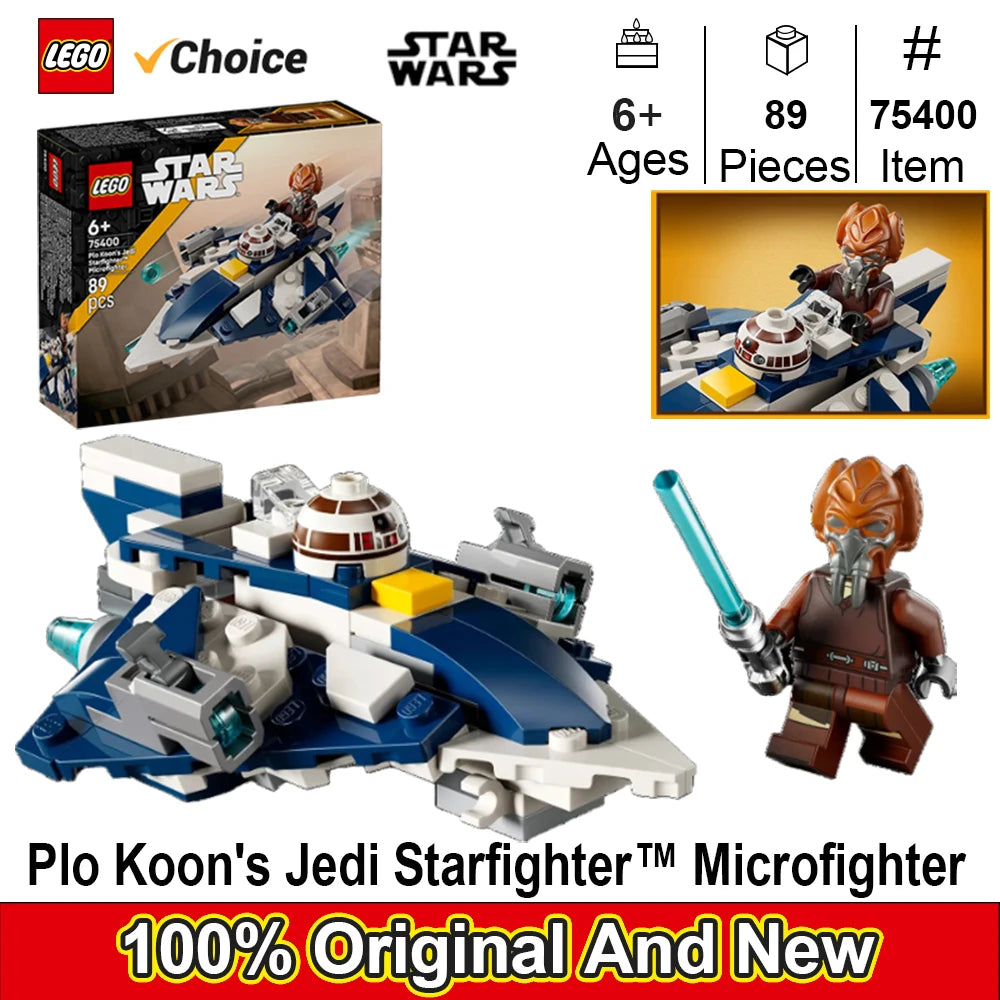 LEGO 75400 Star Wars Plo Koon’s Jedi Starfighter Microfighter Kids Toy Clone Wars Playset and Room Decor for BoysandGirls 89 PCS