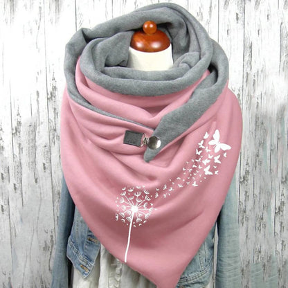 Fashion Scarf Graphic Music Note Print Square Scarves With Button Clasp Women Winter Warm Scarf Female Neck Warmer Blanket Wraps