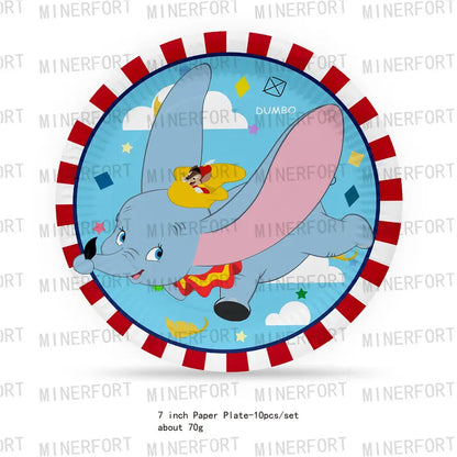 Dumbo Theme Birthday Party Decoration Supplies Tableware Paper Cups Plates Napkins Tablecloth Party Supplies