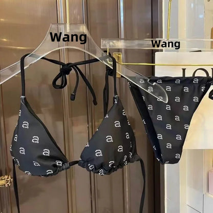 2024 Luxury Brand Women's Bikini Wang Swimsuit Sexy One-piece Swimsuit Women's Gold Print Monokini Beach Swimsuit