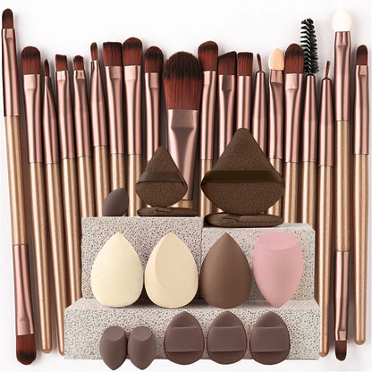 8/22/34Pcs Makeup Brush Set Portable Soft Eyeshadow Brushes Powder Foundation Brush Multipurpose Blending Cosmetic Beauty Tool