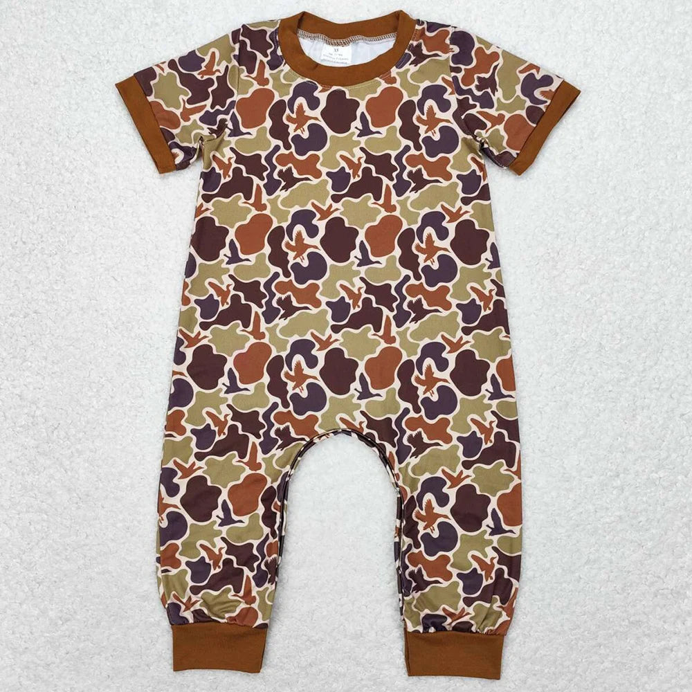 Hot Sale Baby Infant Boys Rompers Onesie Camo Duck Short Sleeve Rompers Boutique Kids Designer Clothes Boys Bubble Rompers New