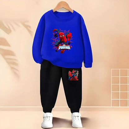 2025 Autumn New Children's Hoodies Sets Anime Spiderman Boys Pullover and Long Pants Two Piece Set Kids Casual Thin Tracksuit