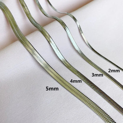 New Fashion Unisex Snake Chain Choker Necklace Stainless Steel Herringbone 2/3/4/5mm Gold Color Chain Necklace For Women Jewelry
