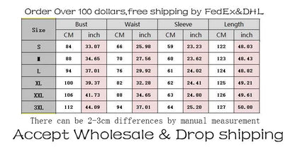 Size chart for elegant lace party dress for women showing bust waist sleeve length in cm and inches S to 3XL