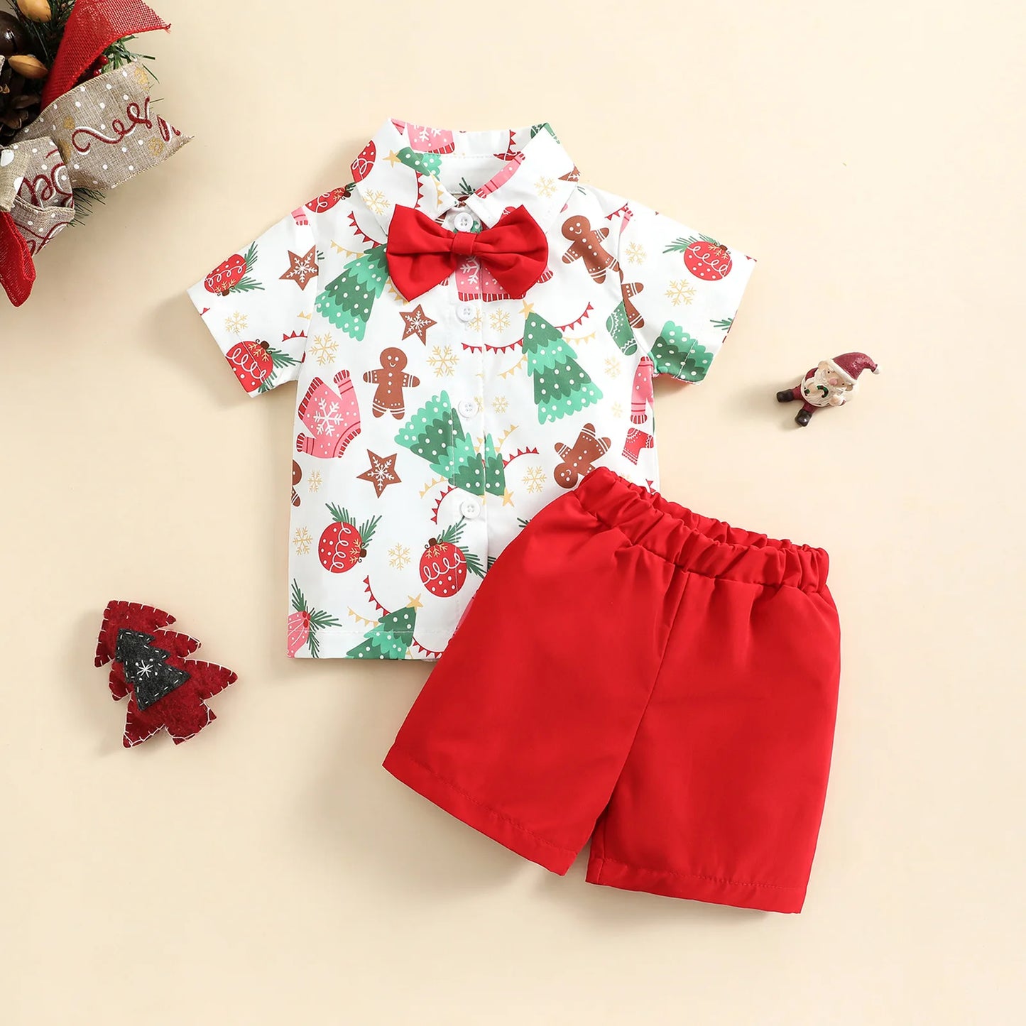 Toddler Boys Christmas Outfits Sets For Kids Short Sleeve Deer Outfit For Children Baby