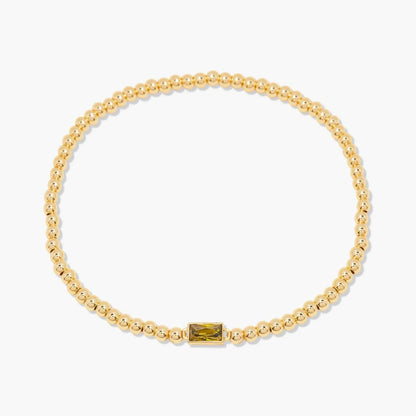 Minimalist style twelve month birthstone women's bracelet, stainless steel, electroplated 18K gold color protection