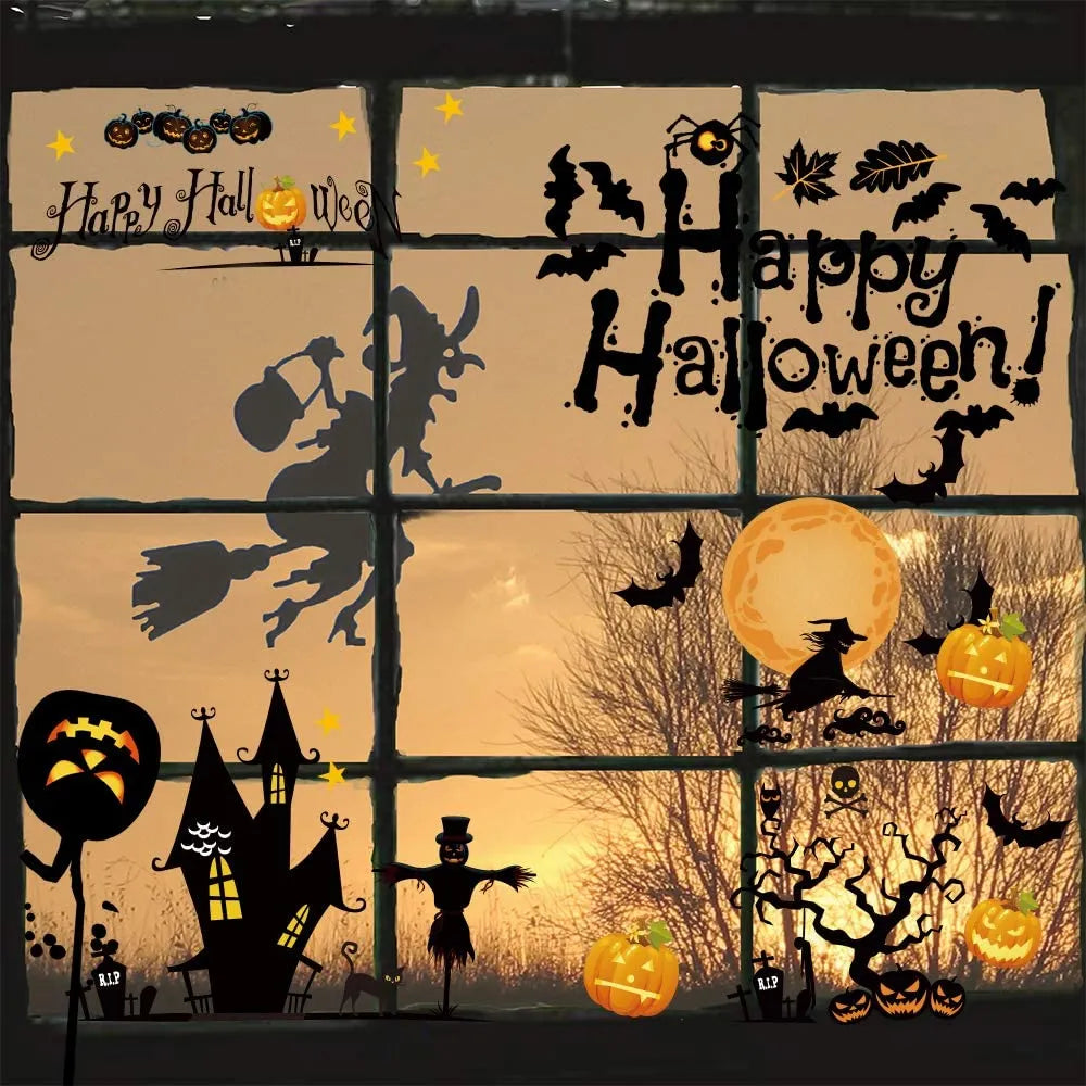 Halloween Decorations Window Clings Halloween Window Stickers Bat Skull Skeleton Stickers Halloween Window Decor for Glass Wall
