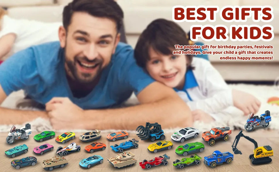 Christmas Gifts Advent Calendar 24 Days Alloy Car Inertial Vehicle Model Children's Toy Metal Cars Set Toys for Boy Kid New Year