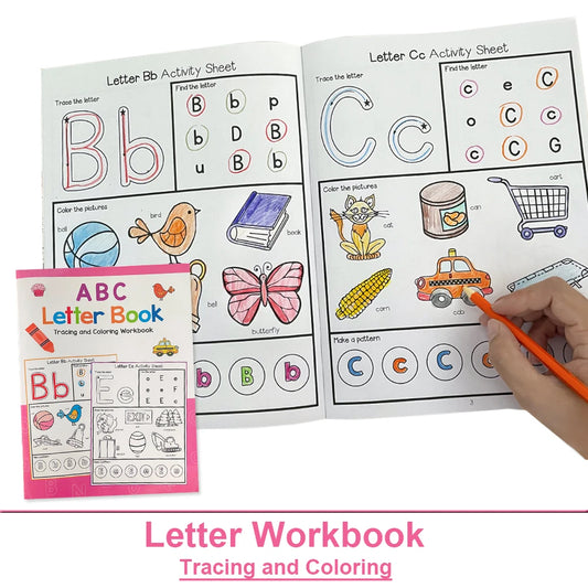 Letters A-Z Letter Tracing Practice Workbook Preschool English Learning Kindergarten Alphabet Writing Coloring Book Montessori