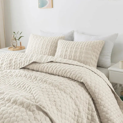 Quilt Bedding Sets with 2 Pillow Shams, Lightweight Soft Bedspread Coverlet, Quilted Blanket Thin Comforter Bed Cover,3 Pieces,