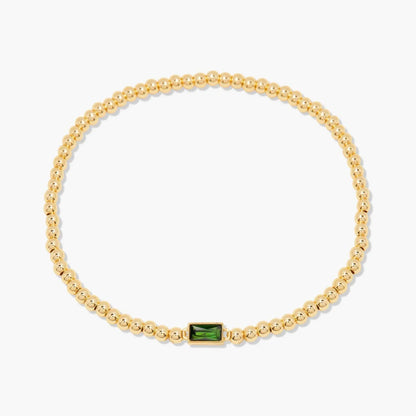 Minimalist style twelve month birthstone women's bracelet, stainless steel, electroplated 18K gold color protection